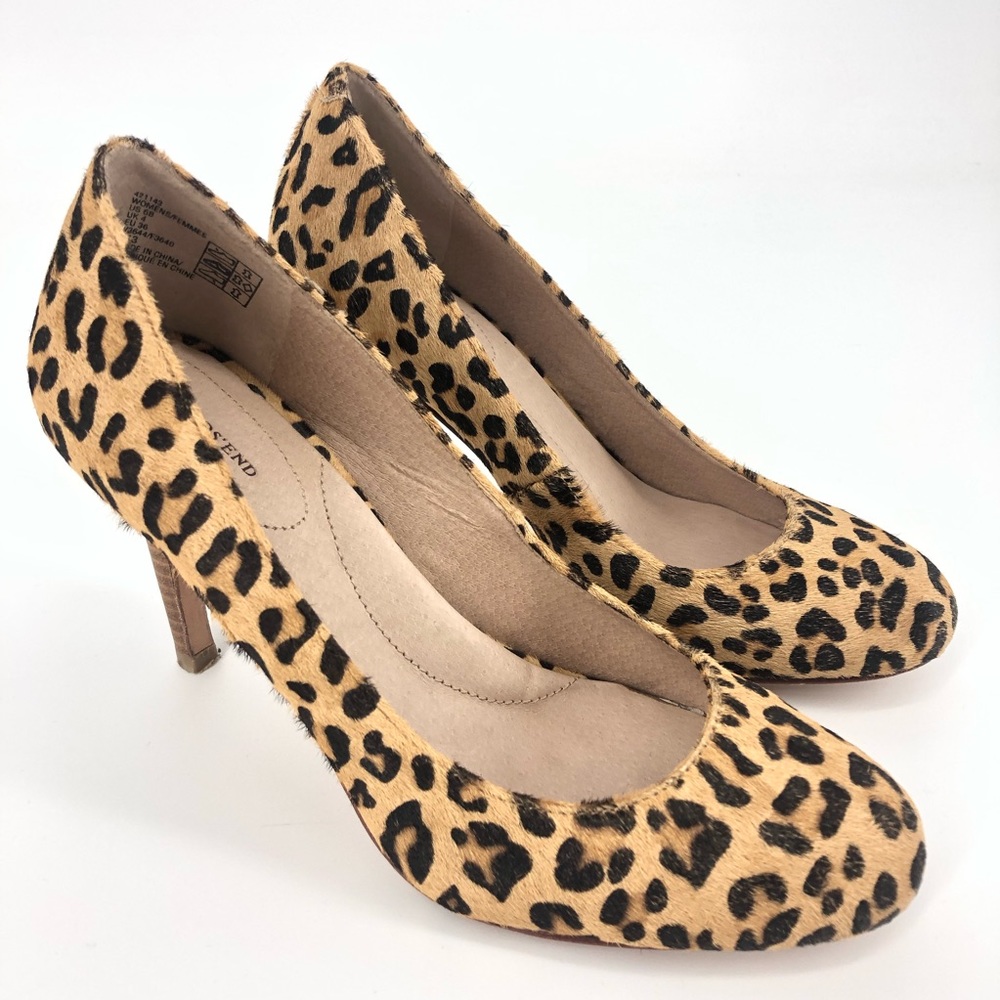 Lands End Calf Hair Animal Leopard Print Heels Size 6